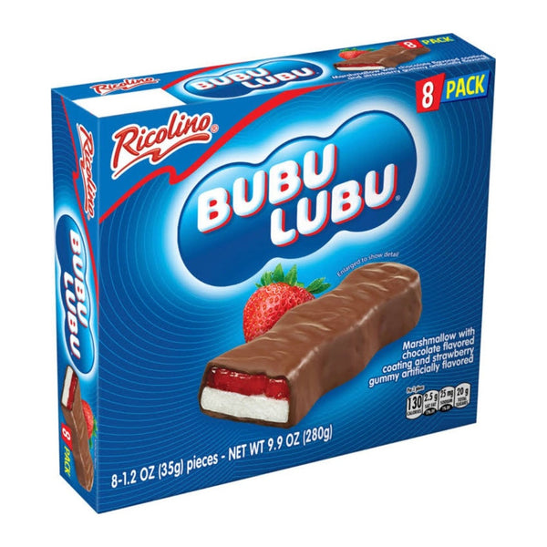 Ricolino Bubulubu Strawberry Marshmallow Chocolate Bars (8 pack)