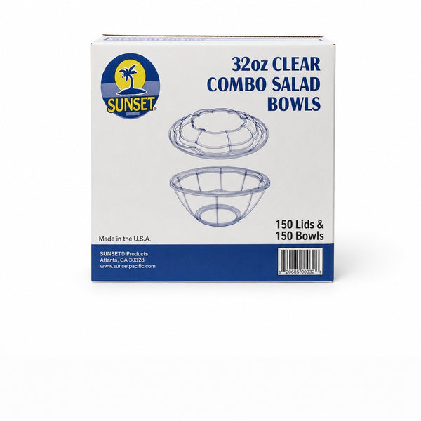 Sunset Clear Combo Salad Bowls with Lids 32 oz (150 ct)