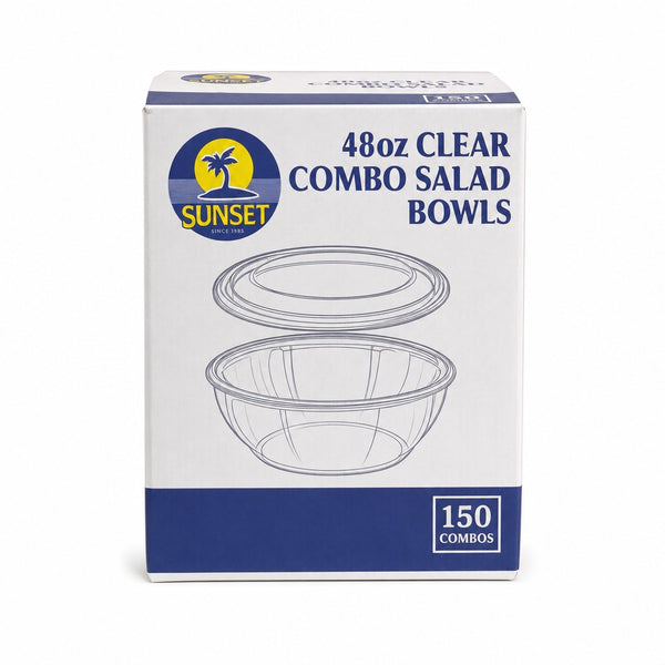 Sunset Clear Combo Salad Bowls with Lids 48 oz (150 ct)
