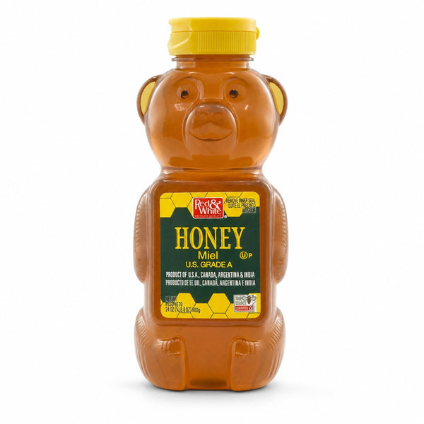 Red & White Honey (Miel) U.S. Grade A Squeeze Bear 24 oz