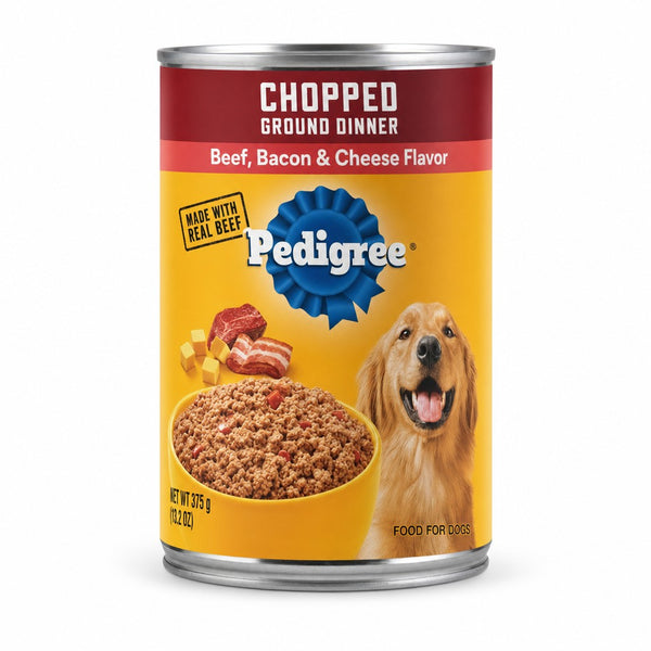 Pedigree Chopped Ground Dinner Beef, Bacon & Cheese Wet Dog Food 13.2 oz