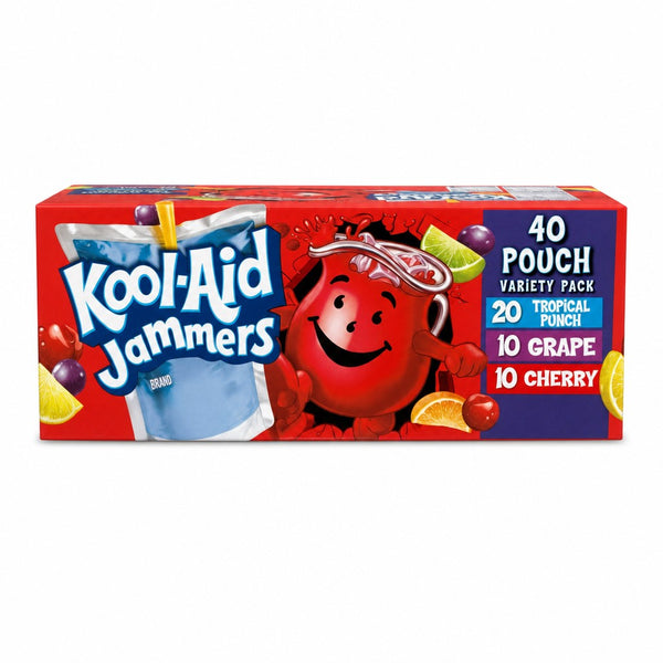 Kool-Aid Jammers Tropical Punch, Grape & Cherry Variety Pack (40 x 6 fl oz (177 mL) pouches)