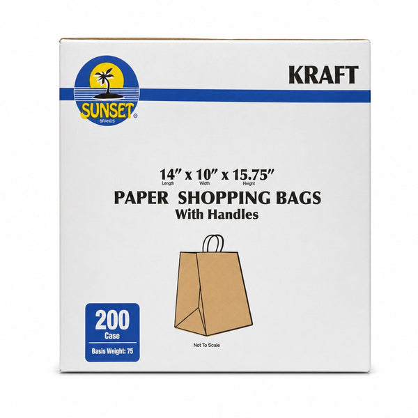 Sunset Kraft Paper Shopping Bags with Handles 14x10x15.75 (14 x 10 x 15.75 in)