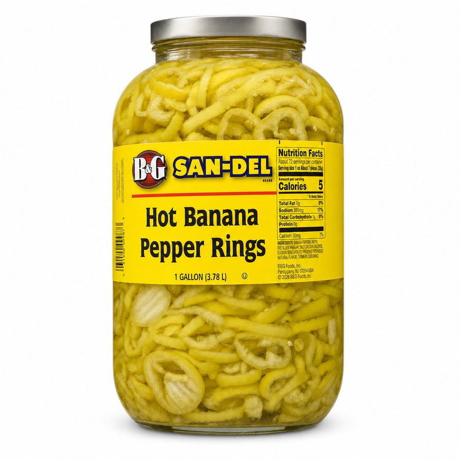 B&G San-Del Hot Banana Pepper Rings (1 gal)