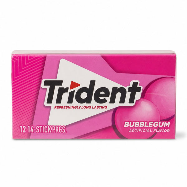 Trident Bubblegum Sugar Free Gum 14 Sticks (Box of 12)