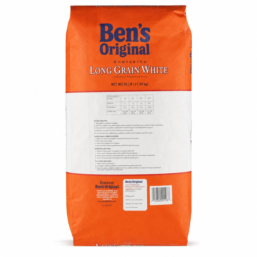 Ben's Original Converted Brand Long Grain White Enriched Parboiled Rice 25 lb