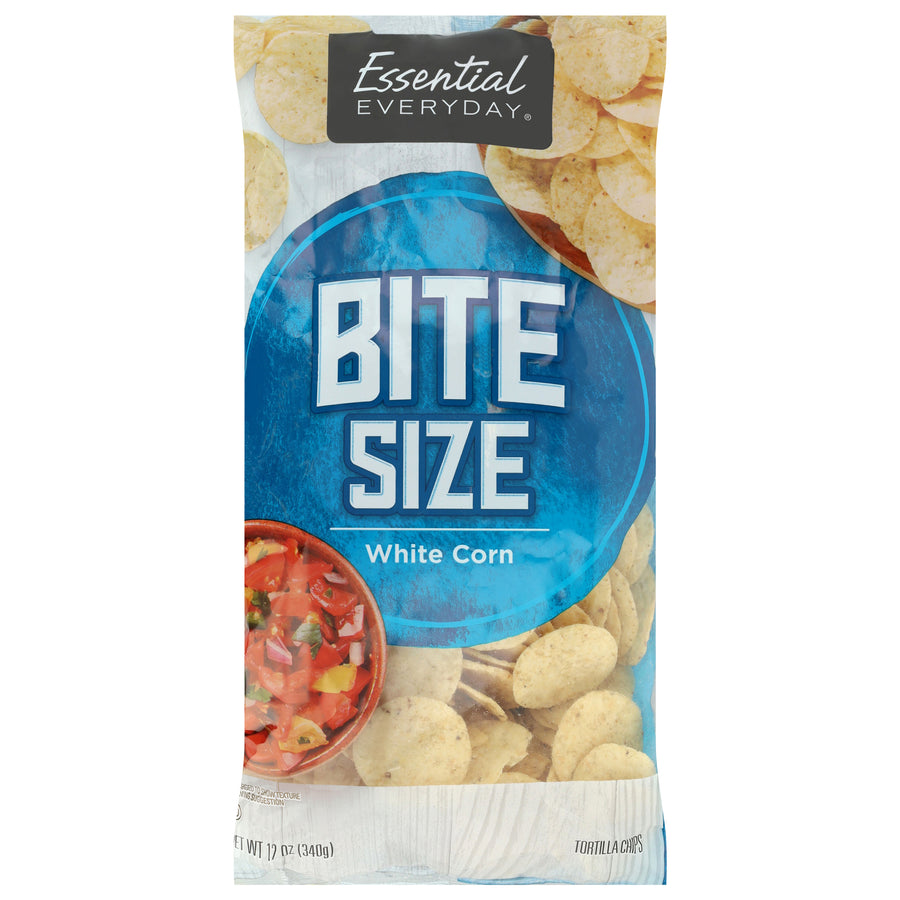 Essential Everyday Bite Size White Corn Tortilla Chips (12 oz)