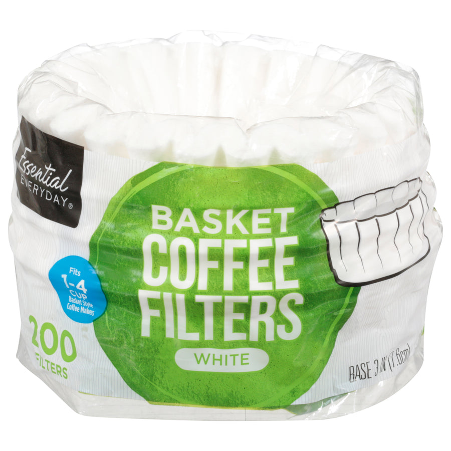 Essential Everyday White Coffee Filters Basket Style 4 Cup (200 ct)