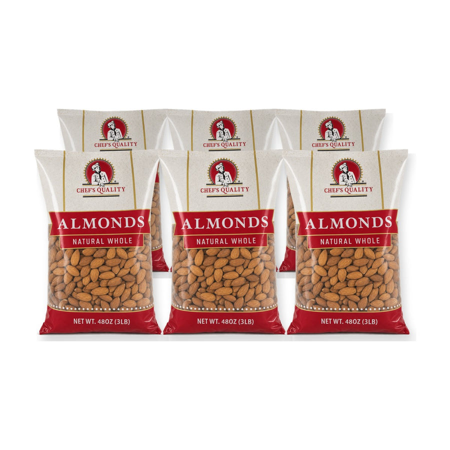 Chef's Quality Natural Whole Almonds (3 lb) - Case of 6